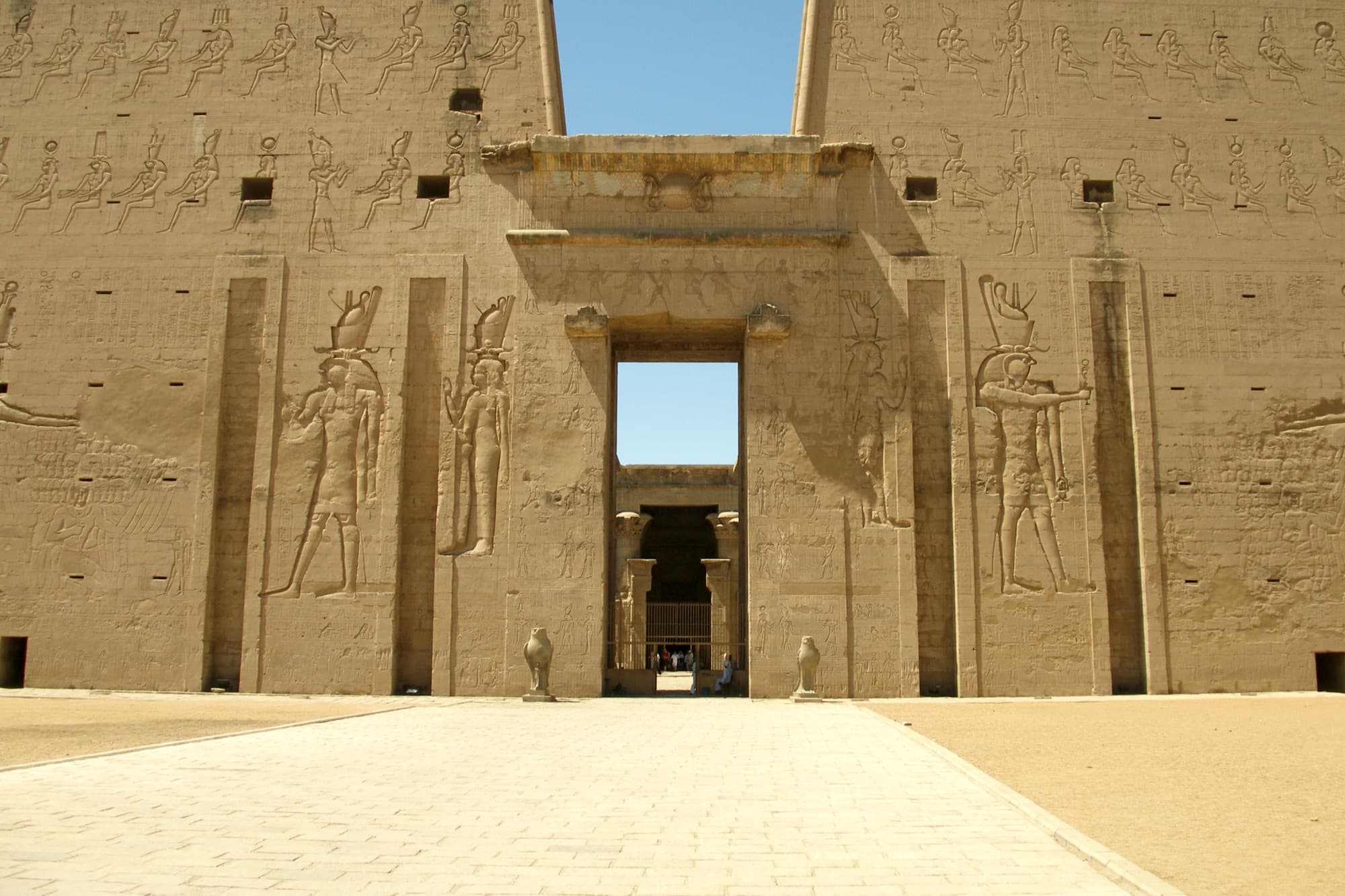 The great pylon and gateway of the Temple of Horus at Edfu