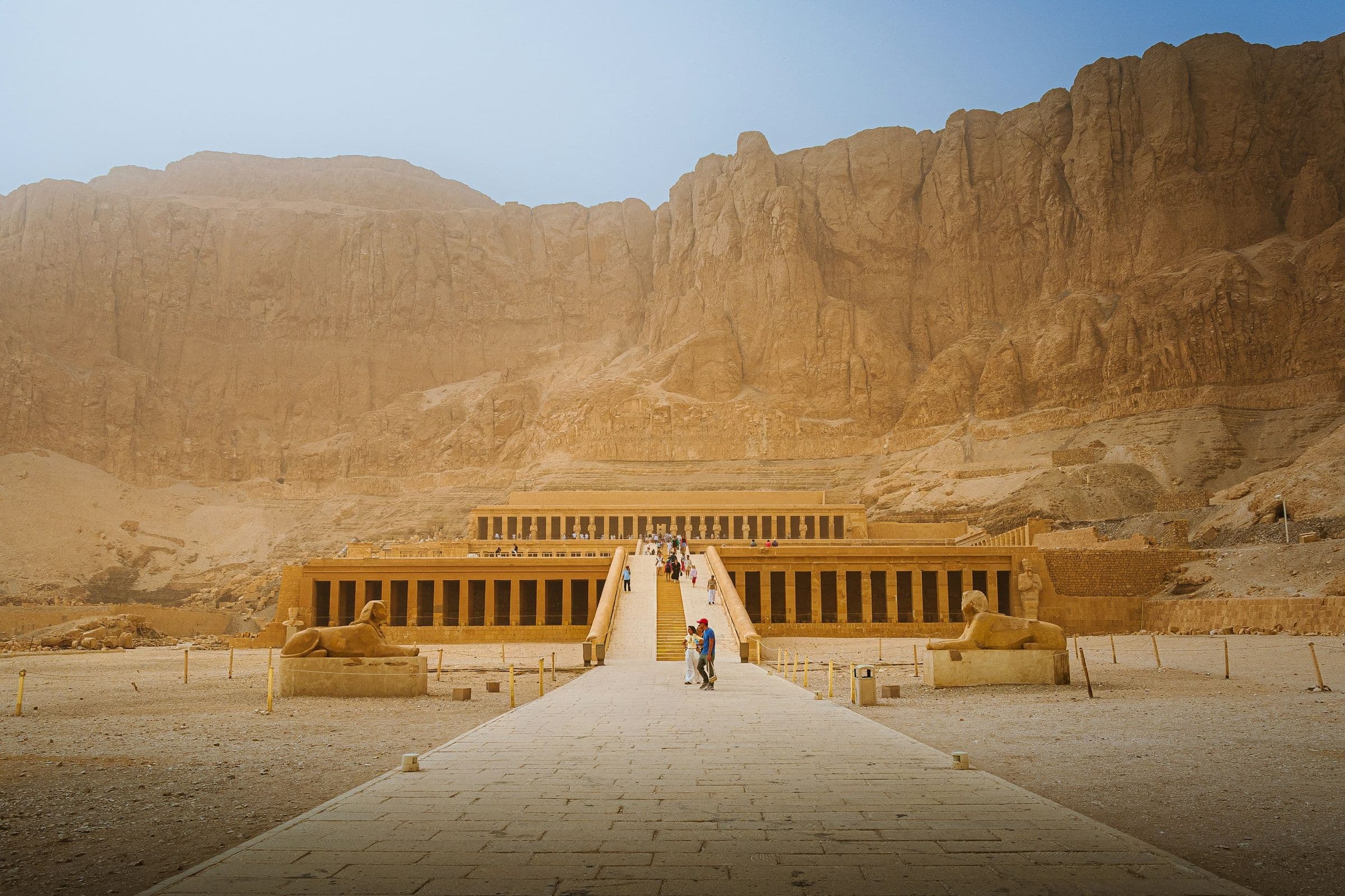 The terraced Mortuary Temple of Hatshepsut beneath the Theban cliffs