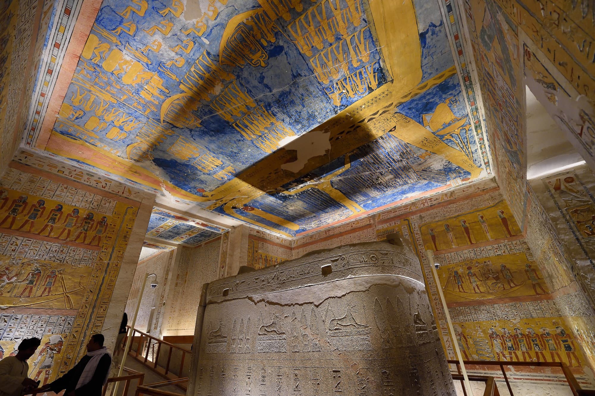 The painted astronomical ceiling and sarcophagus in the tomb of Ramesses IV