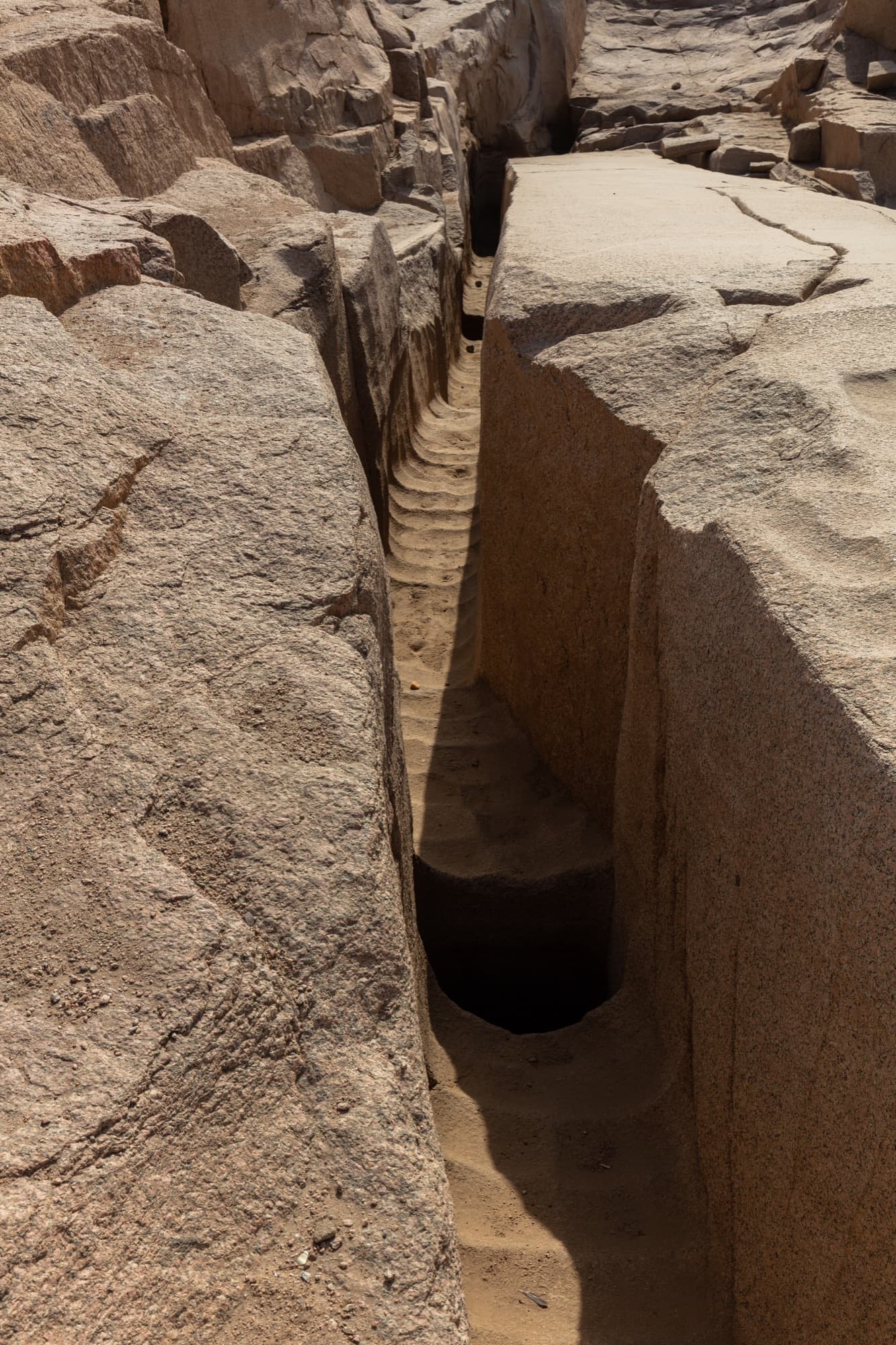 The Unfinished Obelisk lying in its granite quarry in Aswan