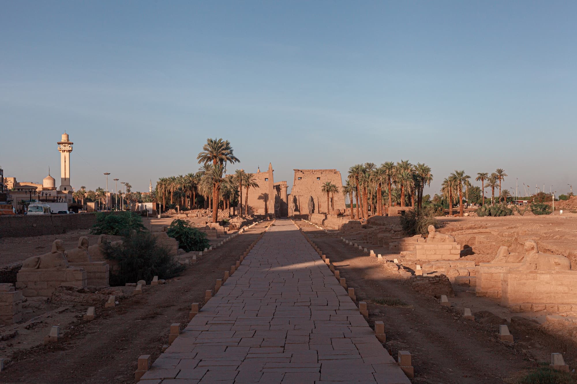 The Avenue of Sphinxes leading towards Luxor Temple